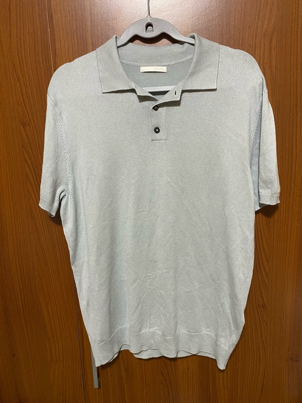 Zara Men's Sage Polo Shirt - Classic Short Sleeve Knit Size L